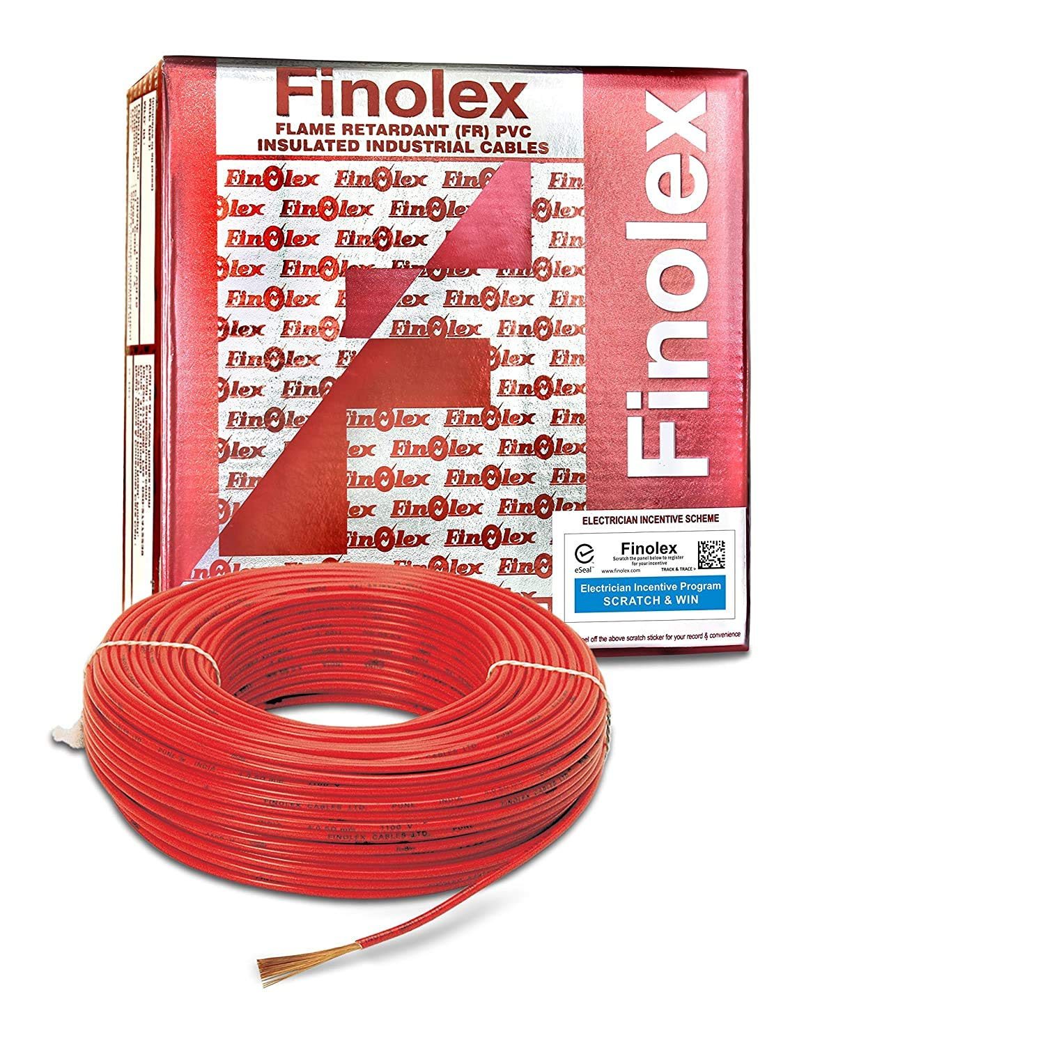 1.0 Sqmm Finolex FR Single Core Copper Wire 90 MTR With PVC Insulated for House 38 Industrial (Red)