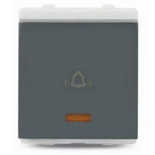Bell Push Switch 10Amp with Indicator , 2 Module , Schneider Livia - Pebble Grey