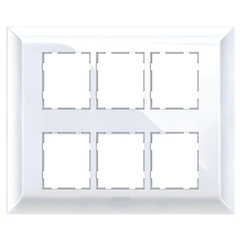 12 module Cover Plate with Base Frame, Anchor Ziva - White