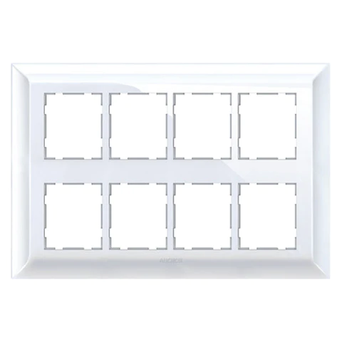 16 Module Cover Plate with Base Frame, Anchor Ziva - White