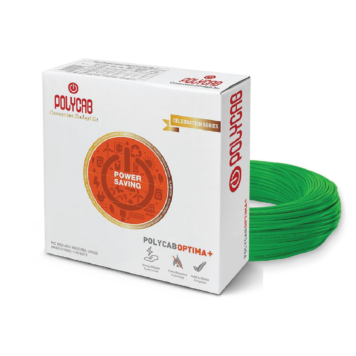 Polycab Optima Plus FR-LF 0.75 SQ-MM, 90 Meters PVC Insulated Copper Wire Single Core (Green)