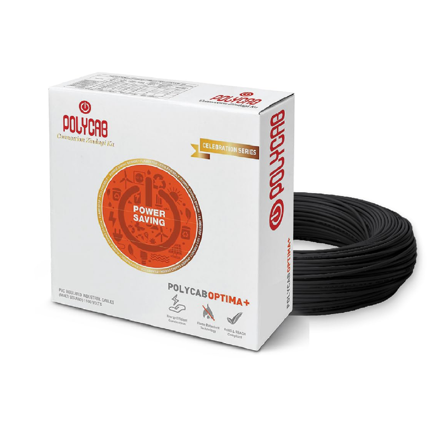 Polycab Optima Plus FR-LF 4.0 SQ-MM, 90 Meters PVC Insulated Copper Wire Single Core (Black)