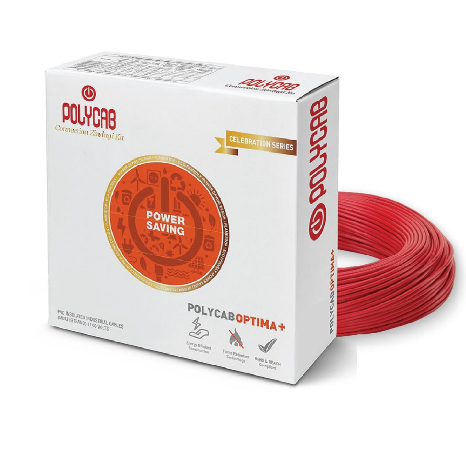 Polycab Optima Plus FR-LF 6.0 SQ-MM, 90 Meters PVC Insulated Copper Wire Single Core (Red)