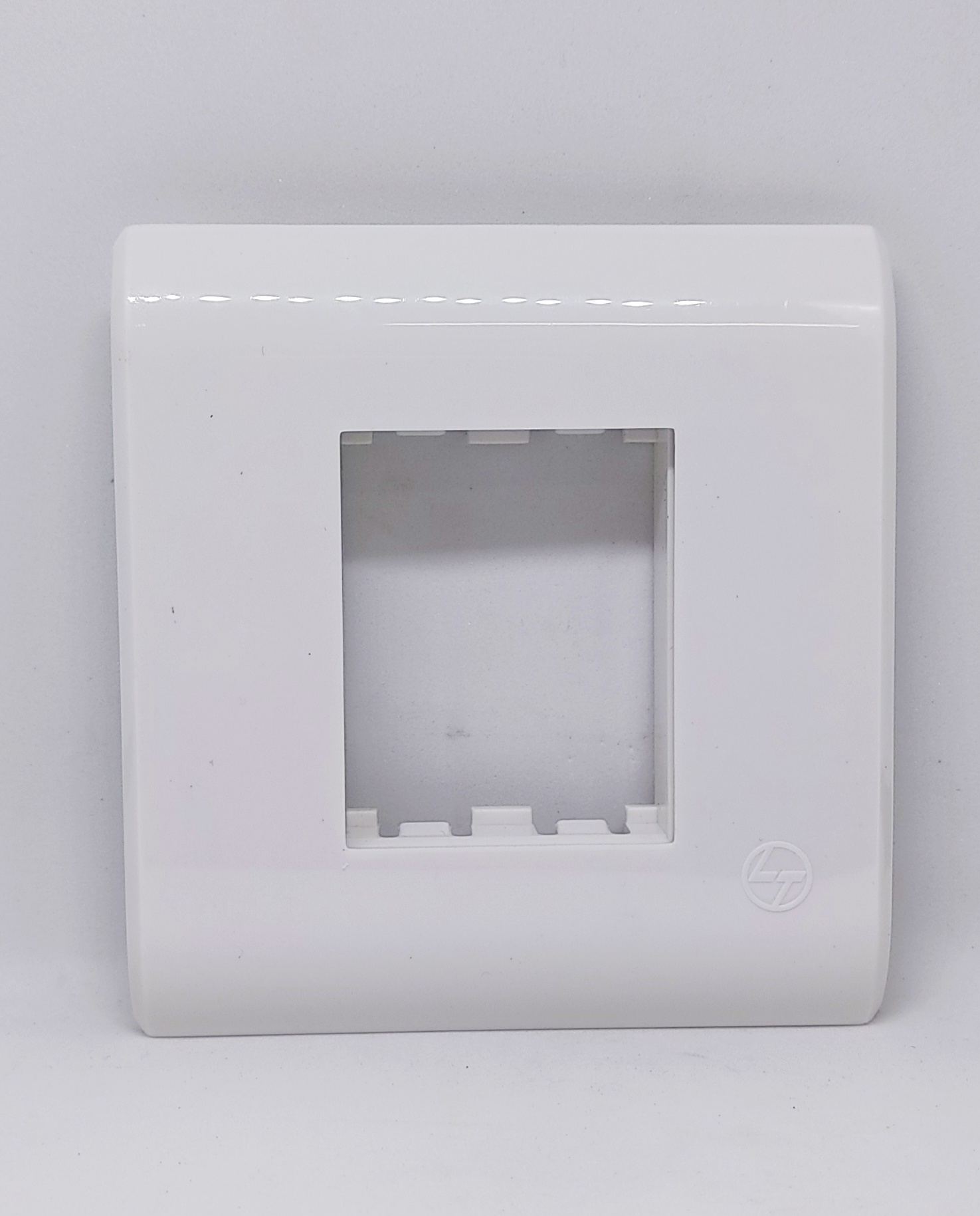 2 Module, Cover Plate with Base Frame, L&T ORIS - White