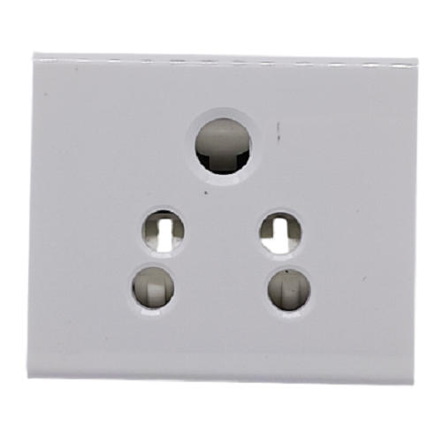 6A , 5 Pin Socket (with Shutter), 3Module , L&T ORIS - White