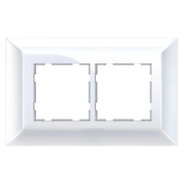 4 Module Cover Plate with Base Frame, Anchor Ziva - White