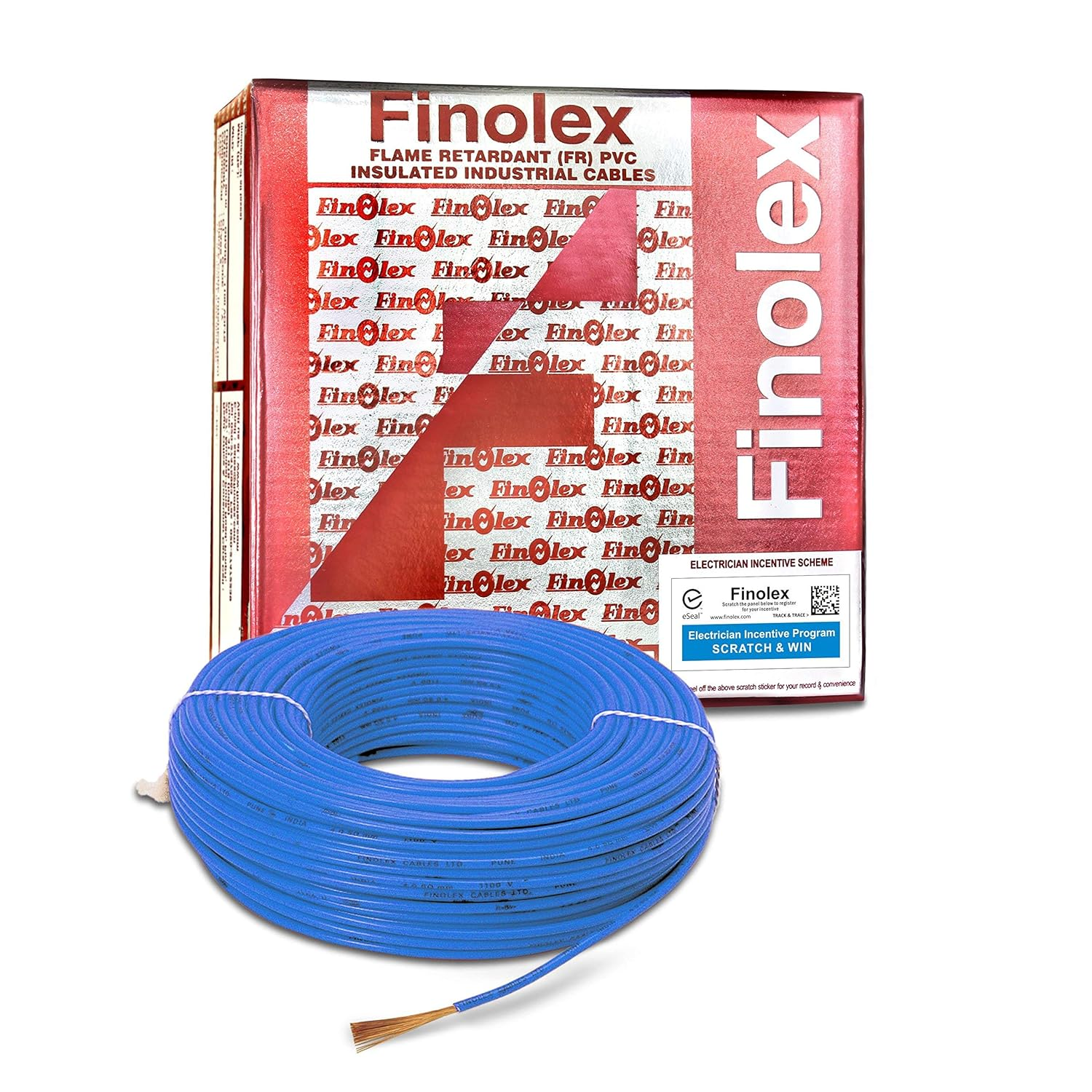1.0 Sqmm Finolex FR Single Core Copper Wire 90 MTR With PVC Insulated for House 38 Industrial (Blue)