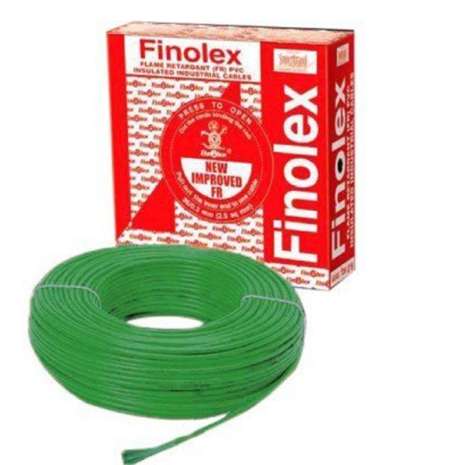 0.75 Sqmm Finolex FR Single Core Copper Wire 90 MTR With PVC Insulated for House 38 Industrial (Gree