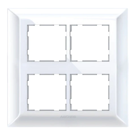 8 Module (HZ) Cover Plate with Base Frame, Anchor Ziva - White