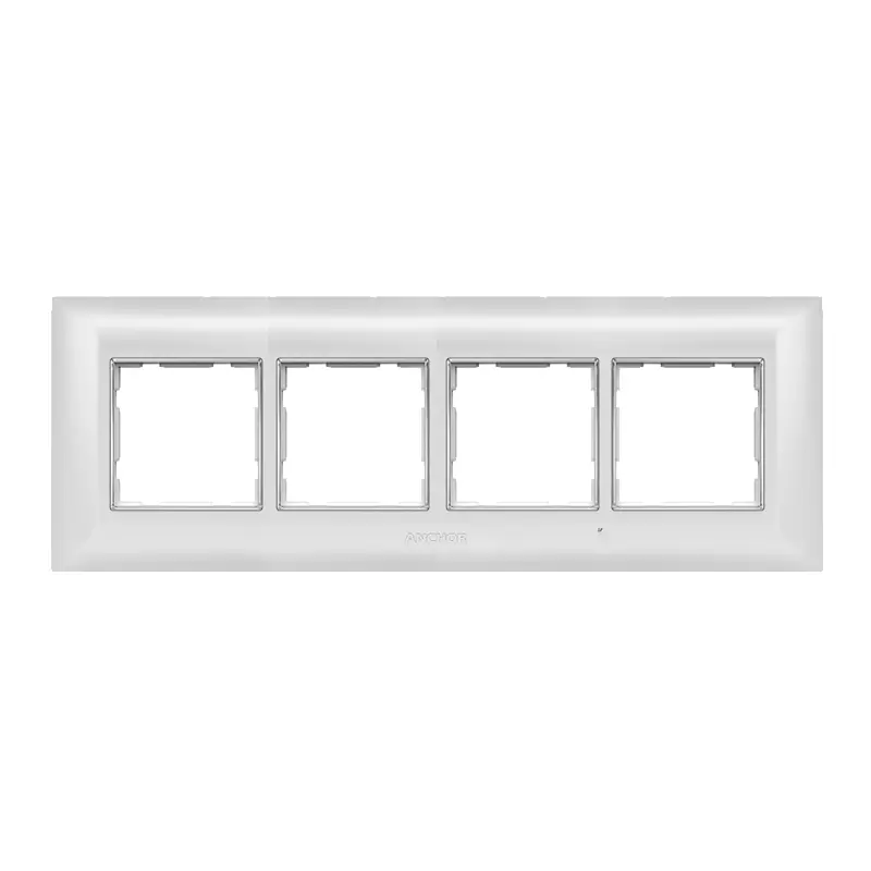 8 Module (Horizontal) Plate With Chrome Collar, Anchor Ziva - White