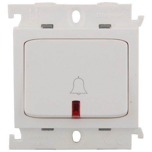 Legrand Mylinc Bell Push Switch With Indicator ,2 Module  - White