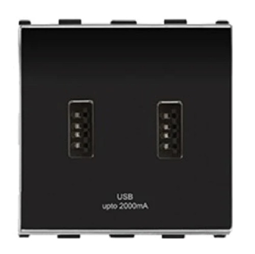 USB Charger, Single Port (2.1A, 5V DC), 1Module, Anchor Europa - Black