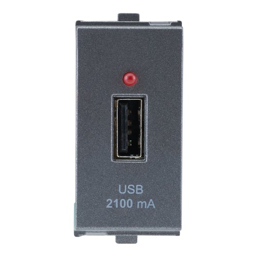 USB charger - 2.1A, 1Modular, 1Port, Anchor Penta - Black