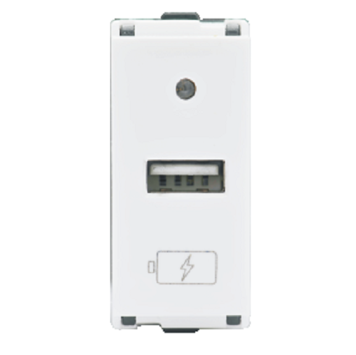 USB Charger, Single Port, 2100mA, 5V, 1Module , LT Entice - White