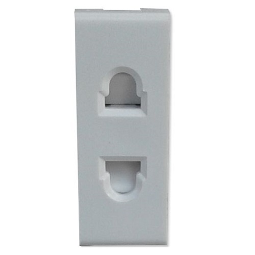 6A 2 Pin Socket with shutter ,1Module , L&T ORIS - White