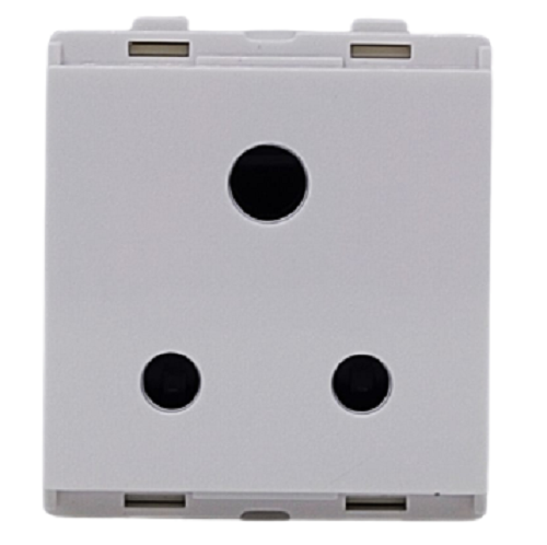 LT Engem 6 Amp , 2 in 1 Socket (w/o Shutter), 2 Module - White