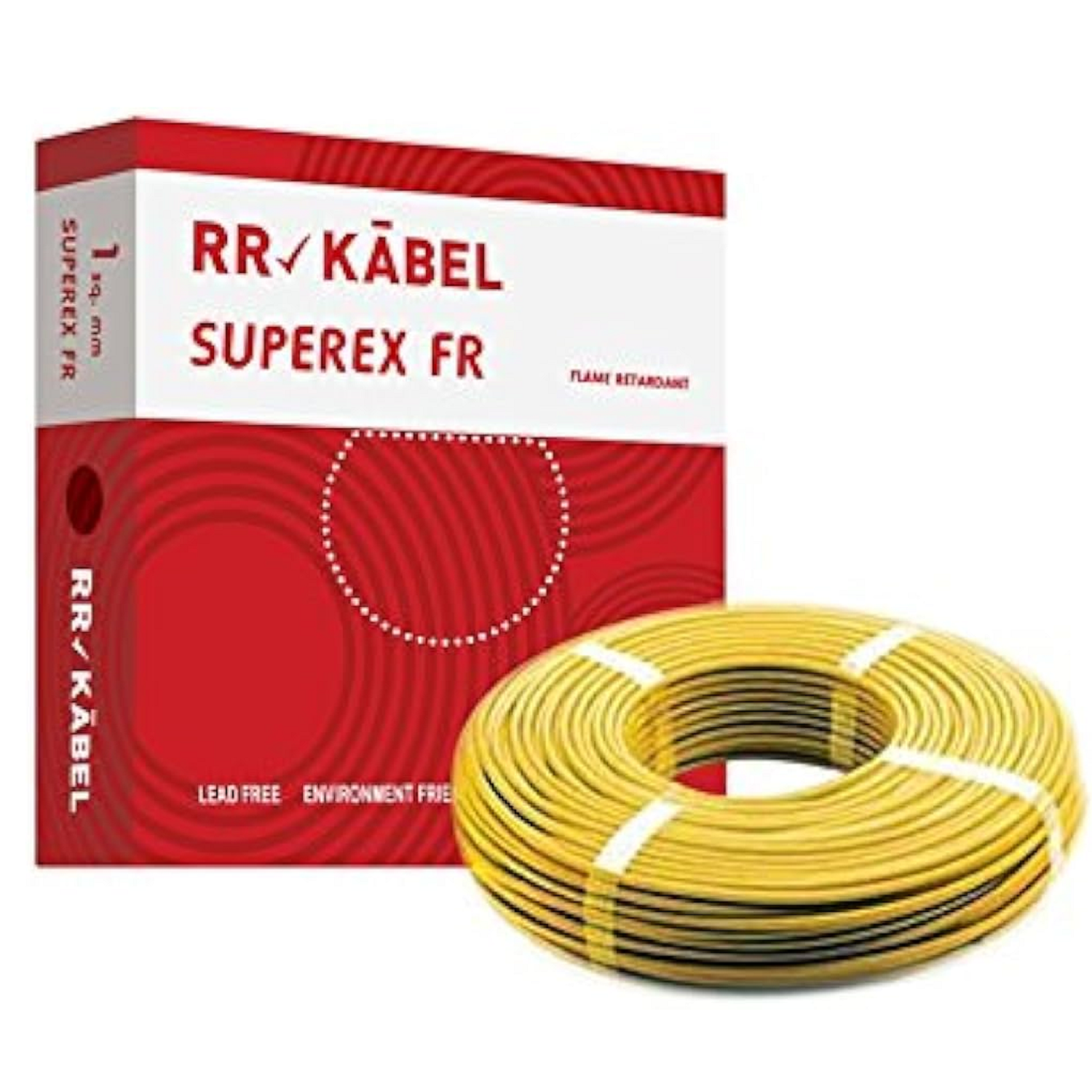 1.0 Sqmm RR FR Single Core Copper Wire 90 MTR PVC Insulated for House 38 Industrial use (Yellow)