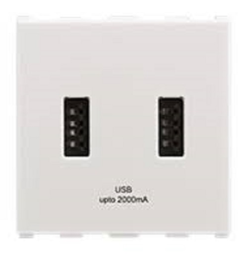 USB Charger, Single Port (2.1A, 5V DC), 1Module, Anchor Europa - white