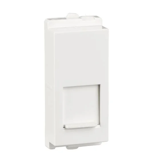 Schneider Opale RJ45, Computer Cat 6  outlet With Shutter, 1 Module - White