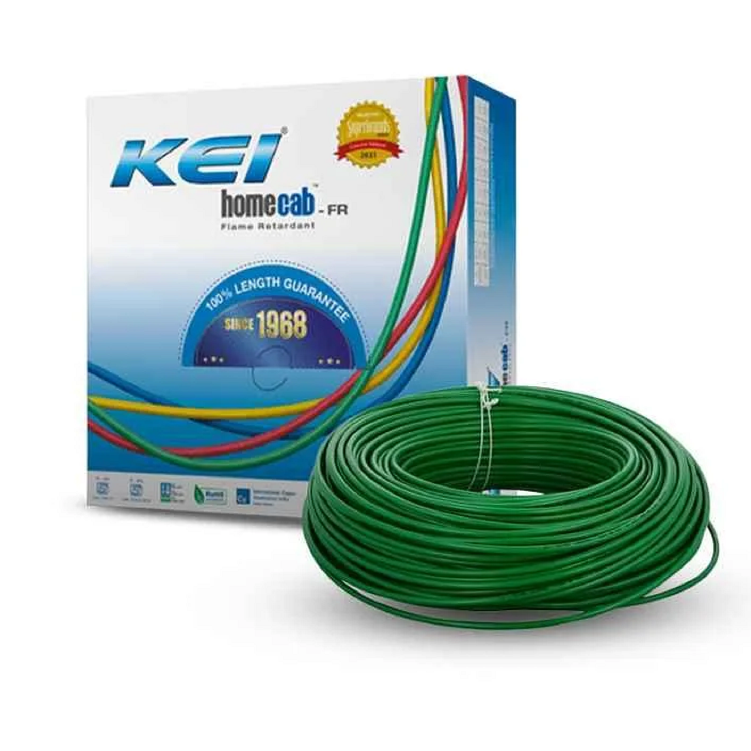 0.75 Sqmm KEI FR Single Core Copper Wire 90 MTR With PVC Insulated for House 38 Industrial (Green)